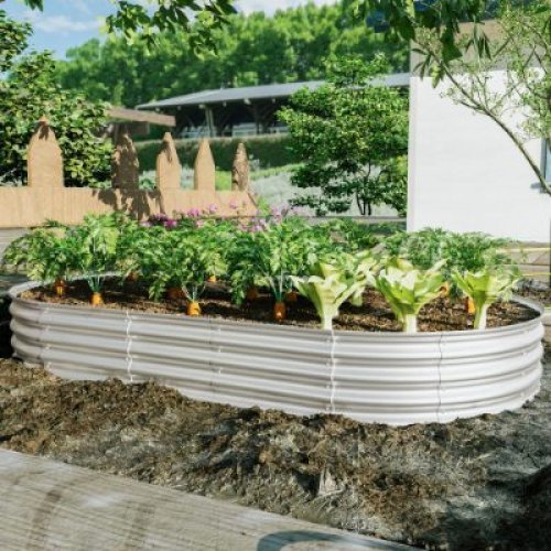 2Pcs 8x4x1ft Raised Garden Bed Kit, Galvanized Planter Raised Garden Beds For Outdoor For Vegetables,Flowers &Herbs, Heavy Duty, Rust-Resistant, Easy Assembly