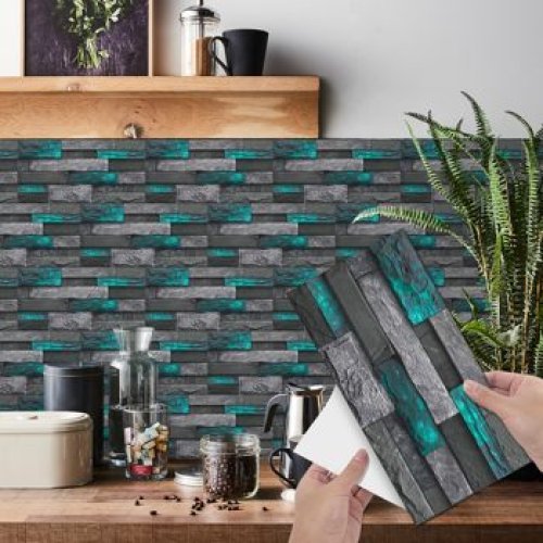 Modern Green Marble Stone Tile Peel And Stick Wallpaper Removable Self-Adhesive Wall Sticker Wallpaper PVC Home Decoration