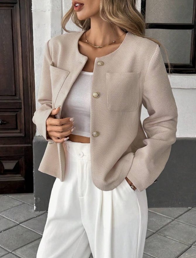 European And American Cross-Border 2025 New Style Chanel-Inspired Jacket For Women, Short Design, Niche Temperament, Tweed British Style Top