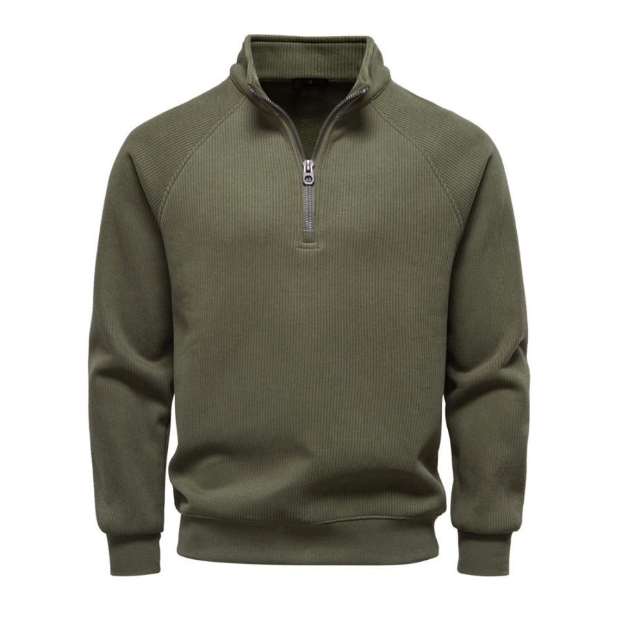New Autumn And Winter European And American Half-Zip Sweatshirt Stand Collar Cross-Border Trendy Versatile Fleece Men's Sweatshirt Top