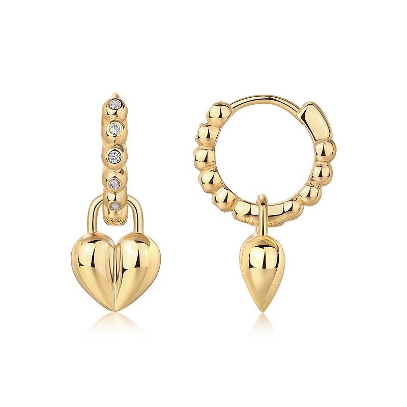 Rotating Love - Luxurious And Fashionable Minimalist Trend Jewelry Silver Earrings And Studs Set With Top Quality Morganite Stones, Made Of S925 Silver Electroplated With Gold.