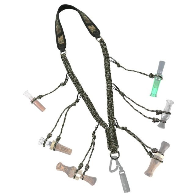Outdoor Tactical 12-Ring Hanging Neck Collar Duck Call Lanyard Portable Multi-Functional Whistle Braided Lanyard