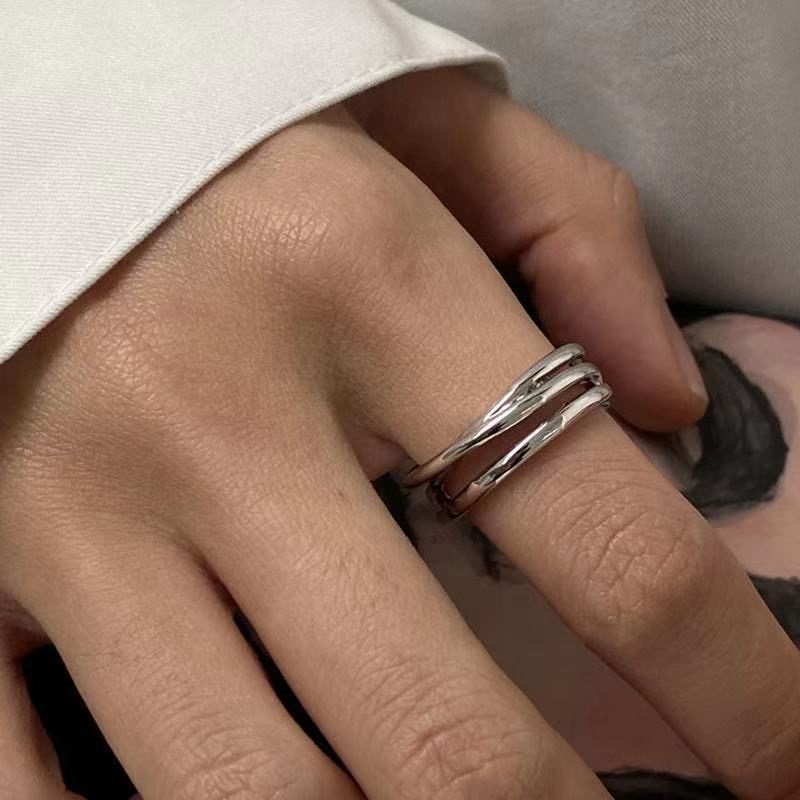 2pc Retro Plain Band Index Finger Ring For Women, Ins Trendy Cool Internet-Famous Stylish & Personalized Open Adjustable Ring, Small Jewelry