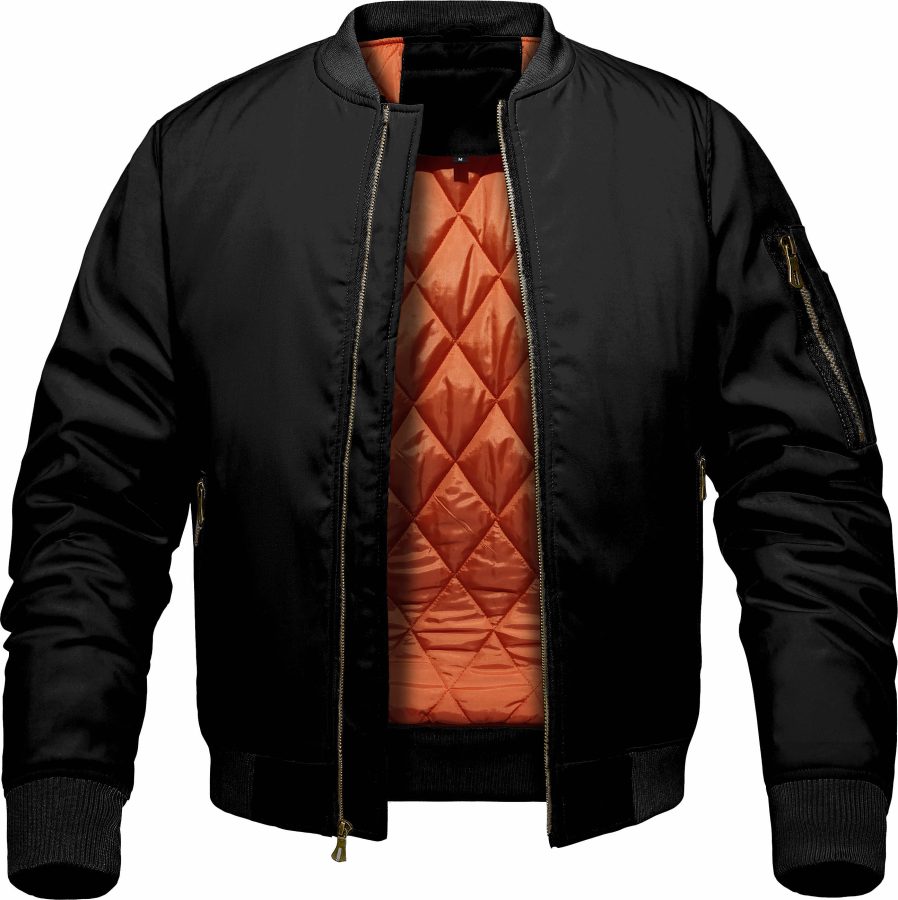 Men's Winter Bomber Jacket, Baseball Jacket Outwear, Thickened Warm Flight Jacket With Ribbed Cuffs, Windproof Casual Coat