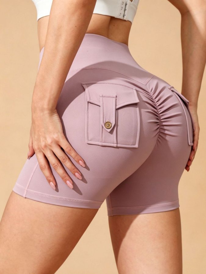 Women's Pocket Yoga Shorts High-Waisted Butt-Lifting Workout Sports Outdoor New Style Yoga Pants Cross-Border Yoga Pants