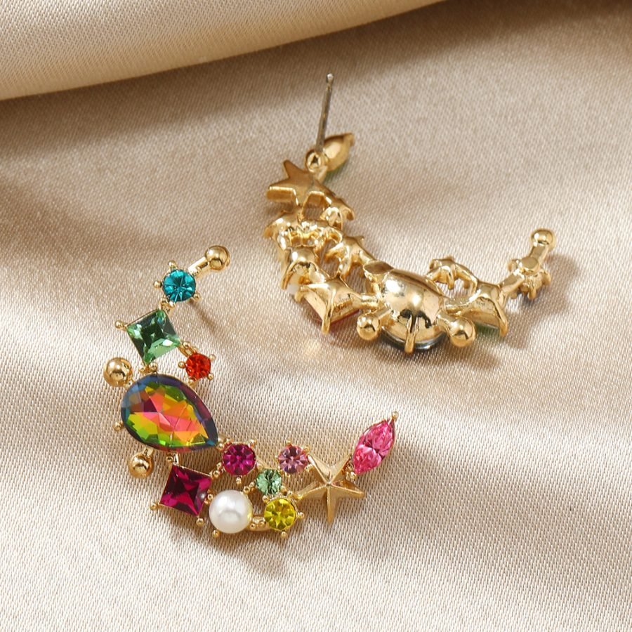 1 Pair Women's Fashion Dangle Earrings - Creative Elegant Colorful Rhinestone Inlaid Geometric Earrings, Perfect For Daily Wear, Gifting & Parties