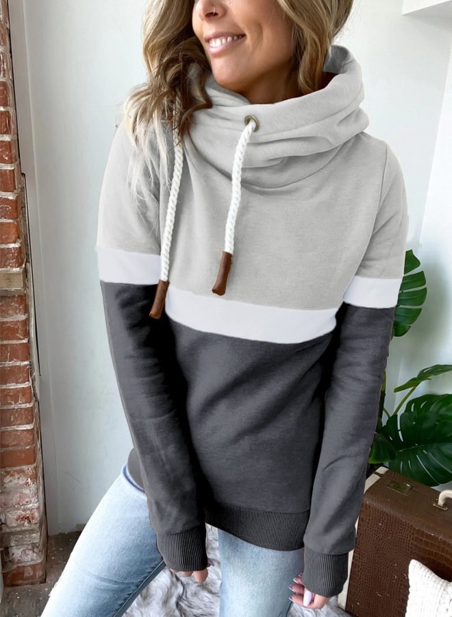 Women's Casual Turtleneck Hooded Sweatshirt