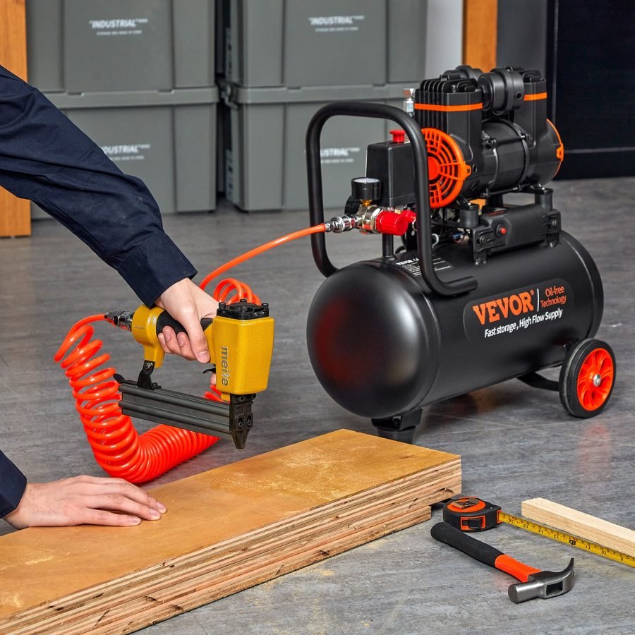 Air Compressor 4.8 Gallon 900W 2.2 CFM  90PSI 70 DB Ultra Quiet Oil Free
