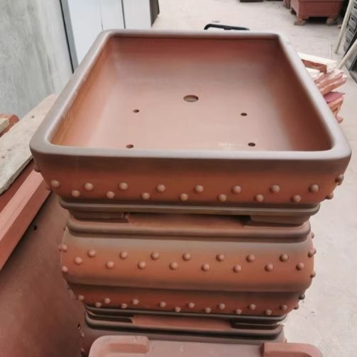 Extra Large Rectangular Purple Clay Flower Plain Trough Bonsai Pot