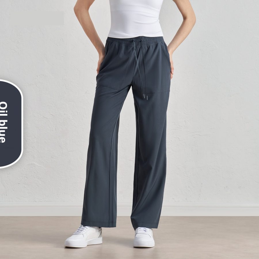 Pleated Baggy Straight Trousers Widened High Waist Wide Leg Drawstring Paratrooper Pants