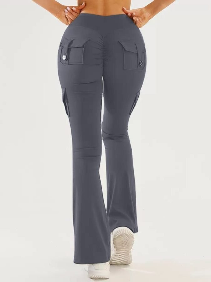 Cross-Border Yoga Tight-Fitting Yoga Pants Outdoor Sports Fitness Multi-Pocket Yoga Long Pants Flared Pants Cargo Pants For Women