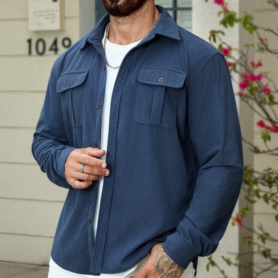 Corduroy Tooling Thick Long Sleeves Coat Shirt Outdoor Casual Retro