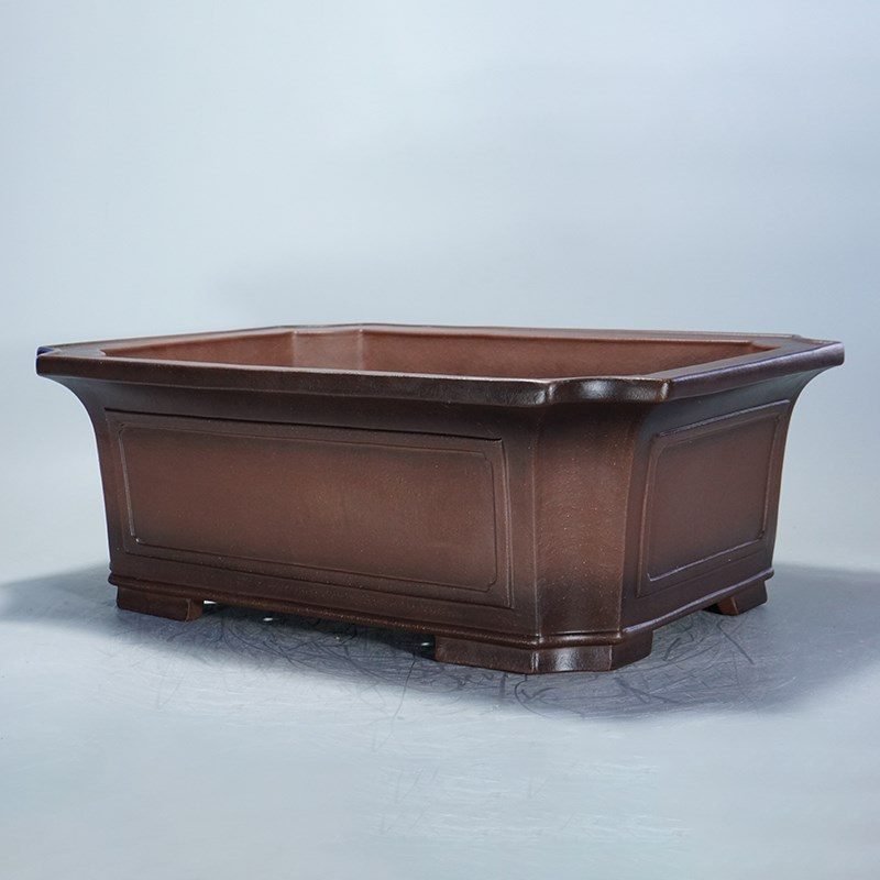 Purple Clay Antique Handmade Angled Rectangular Green Plant Bonsai Pot