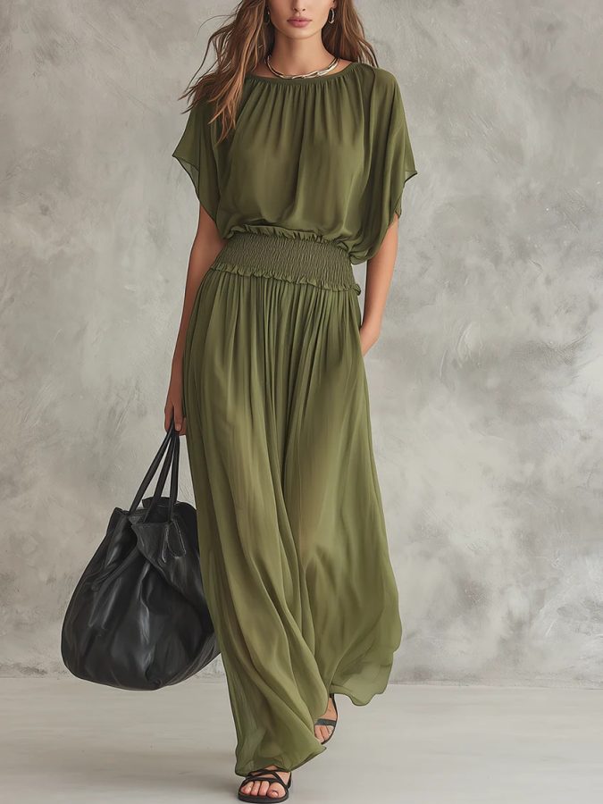 2026 Summer European Style Slim Waist Elegant And Precise Long Dress Set