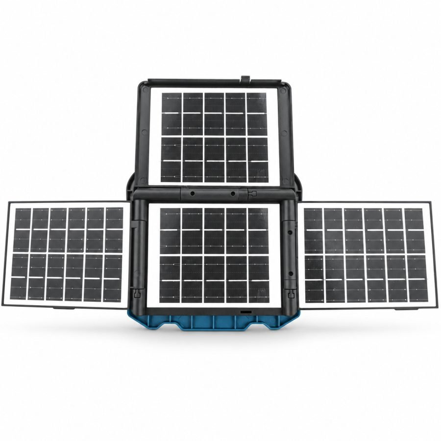 Solar Powered Rechargeable Battery Display Power Bank Function LED Work Light W8151 2 Blue 2520LM