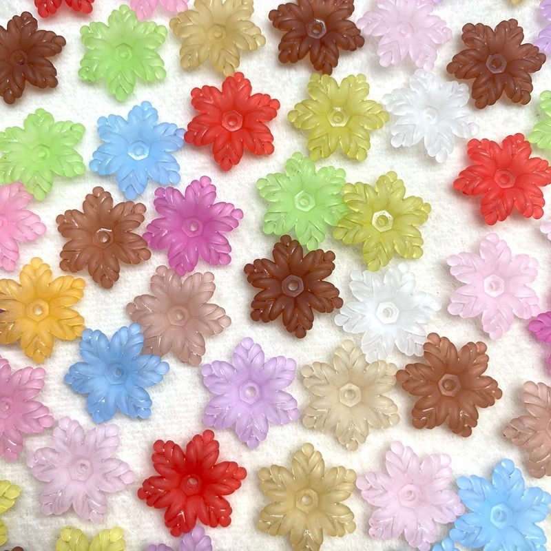 Matte Acrylic Snowflake  Spacers, Frosted Scalloped Center-Drilled Charms For DIY Vintage Hair Sticks, Earrings & Craft Jewelry Supplies.