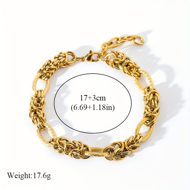 Women's Stainless Steel Twisted Chain Bracelet, Punk & Hip-Hop Style Wrist Chain Jewelry, 18K Gold-Plated Waterproof Craftsmanship, Suitable For Party & Daily Wear, A Versatile Personalized Accessory