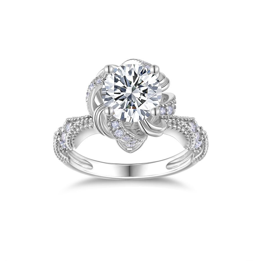 2-carat Luxury Fashion Minimalist Trend Jewelry Silver Ring Set With Top-quality Moissanite, Made Of S925 Silver With Electroplated Platinum.
