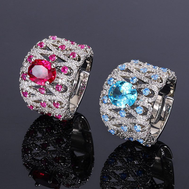 Colorful Treasure Ring Women's Exaggerated Wide Edition Finger Ring