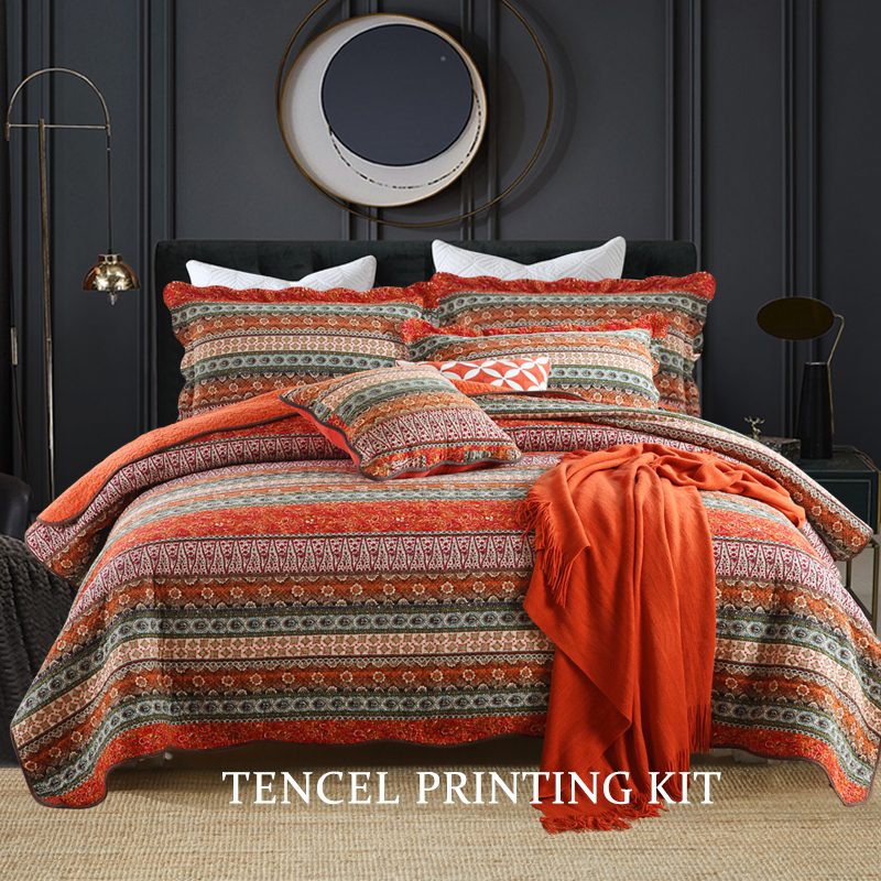 Bohemian Moroccan Paisley Cotton Reversible Quilt Bedspread Set Ethnic Luxury 3-Piece All Season Lightweight Oversized Wide Drop Breathable Bedding For Full Queen 90X98 & King 98X106 Wrinkle-Resistant