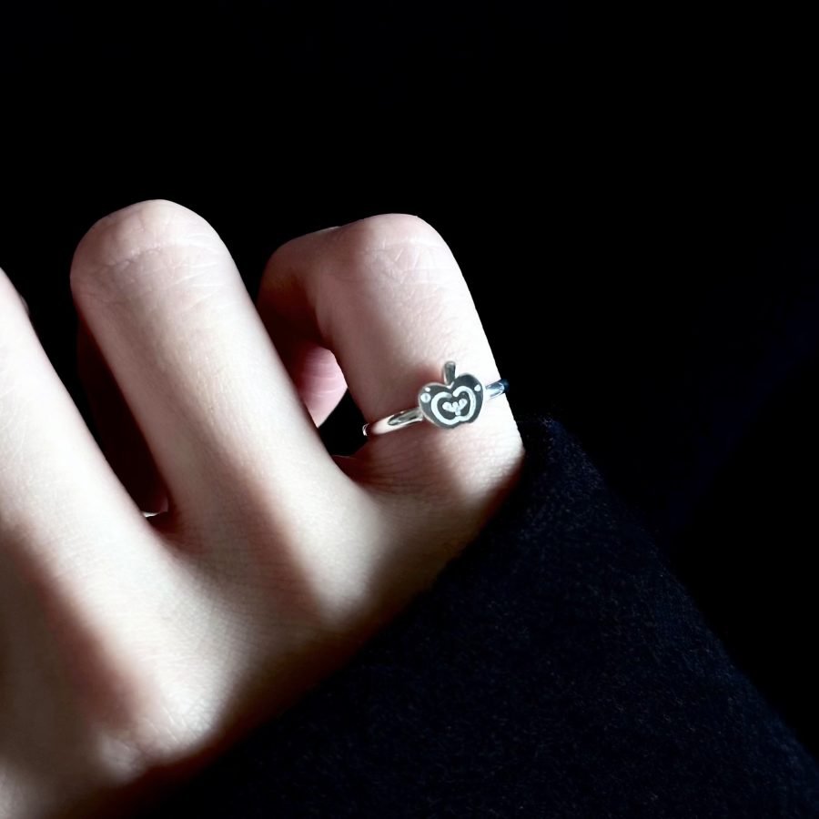 1pc 999 Sterling Silver Apple Open Ring, Minimalist Style, Perfect For Daily Wear And Christmas Eve Valentine's Gift