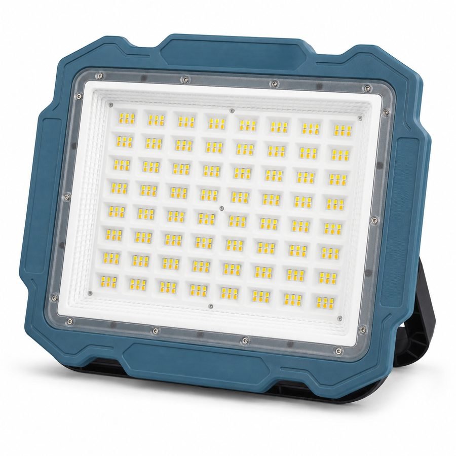 Solar Powered Rechargeable Battery Display Power Bank Function LED Work Light W8148 2 Blue 4020LM