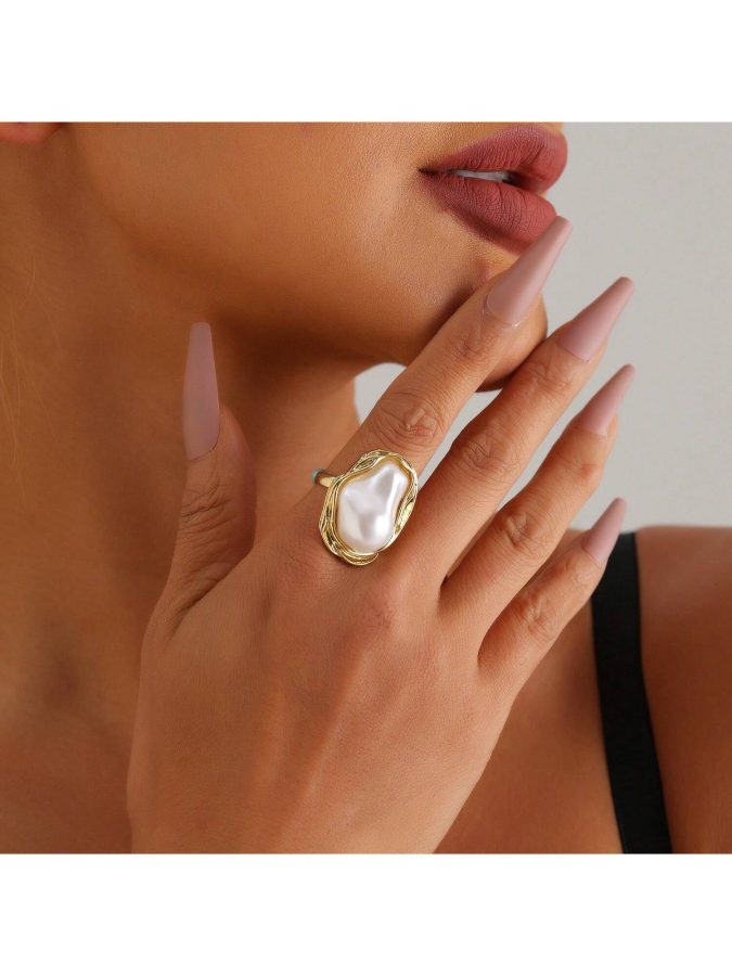 Vacation Style Starfish & Seashell Jewelry Set Irregular Pearl Ring Earrings Ins Style Accessories