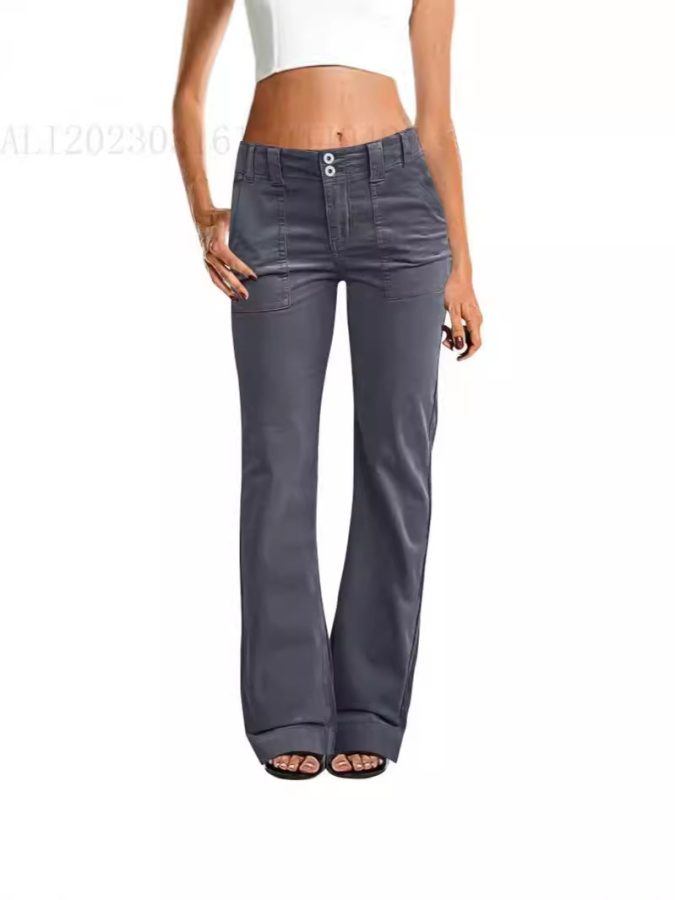 Amazon European And American Women's Loose Straight Jogging Pants Lightweight Sports Pants Zipper Pocket Sports Fitness Pants
