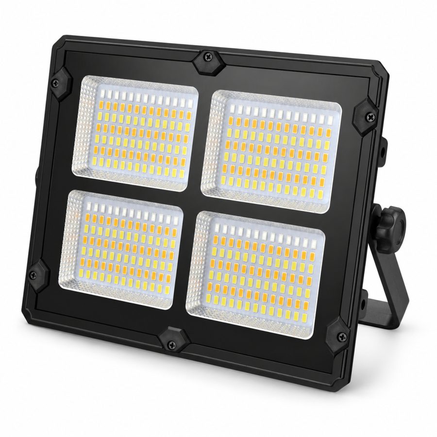 Solar Powered Rechargeable Battery Display Type C LED Flood Light W885 2 Dimmable Red Blue