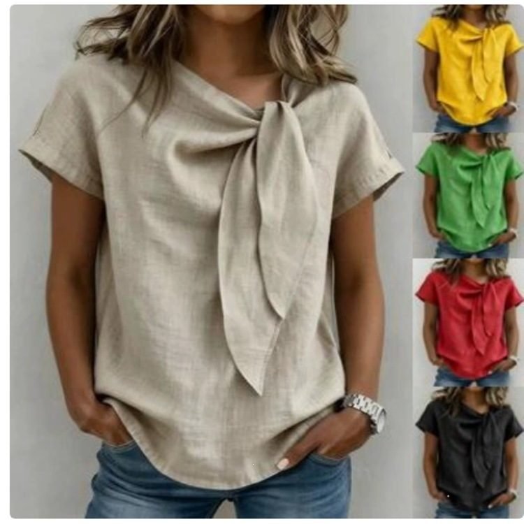 New Spring And Summer Women's Casual Cotton-Linen Short Sleeve Fashion T-Shirt For European And American Amazon Cross-Border Trade
