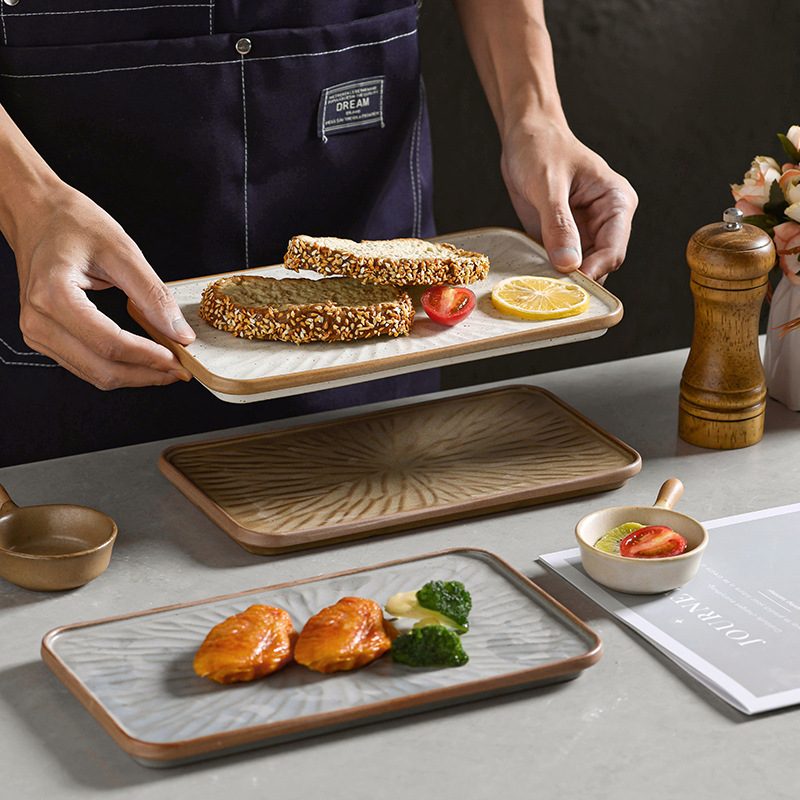 Flat Plate Rectangular Ceramic Steak Plate