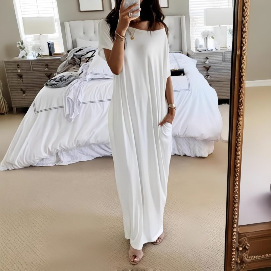 2026 Foreign Trade Hot-Selling Independent Site European And American Summer New Women's Solid Color Short-Sleeve Long Casual Dress
