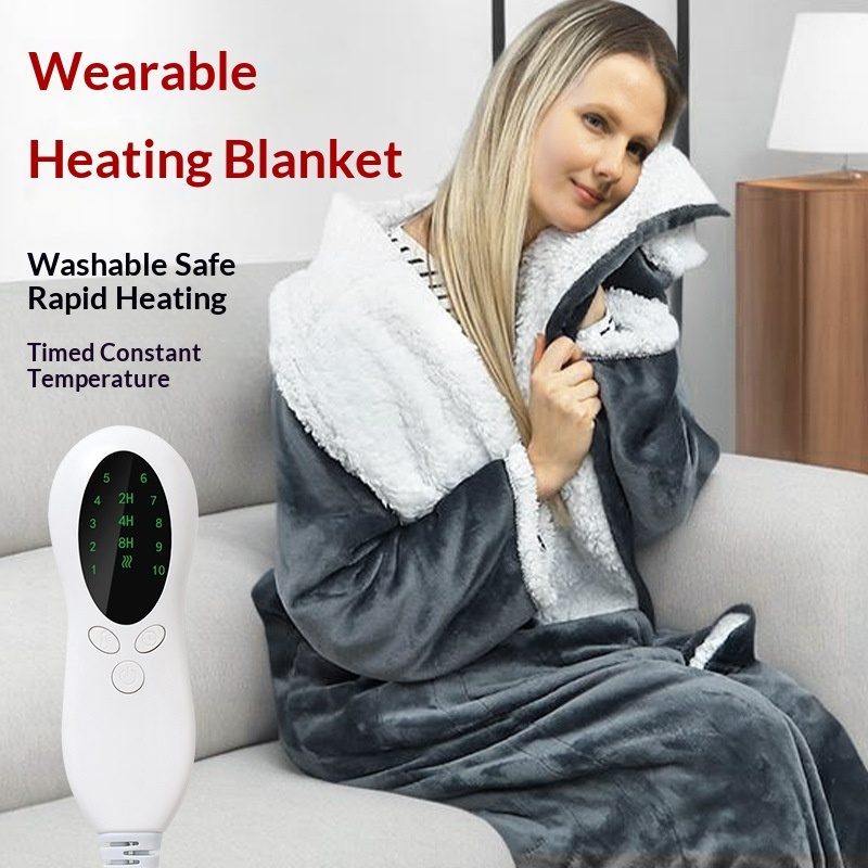 Heated Blanket With Sleeves And Hood Electric Heating Throw Nap-time Warming Blanket