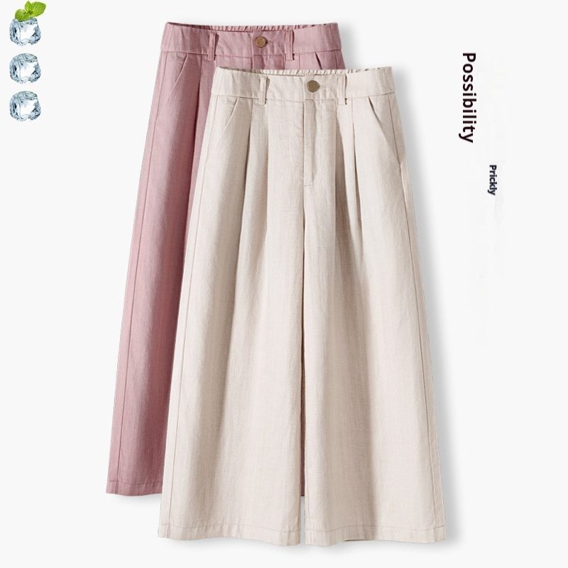 Thin Casual Straight-leg Cotton And Linen Wide-leg Pants
