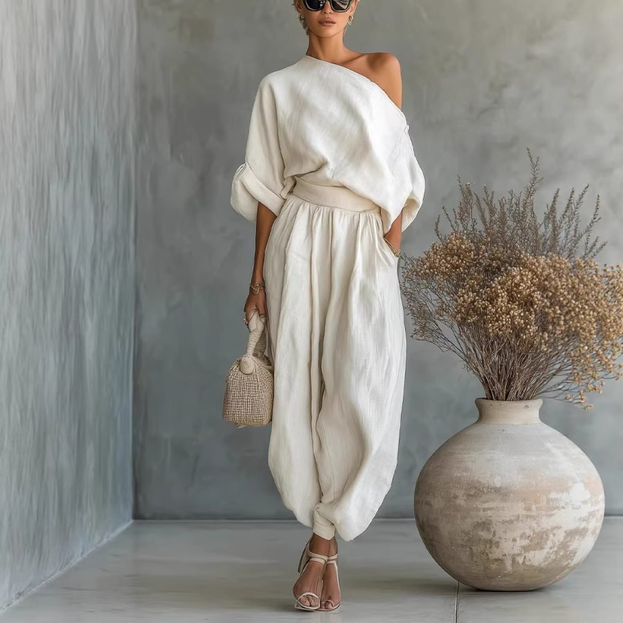 European And American Cross-Border Spring New Products Loose Wide-Leg Casual Loose Tops Lantern Pants Cotton And Linen