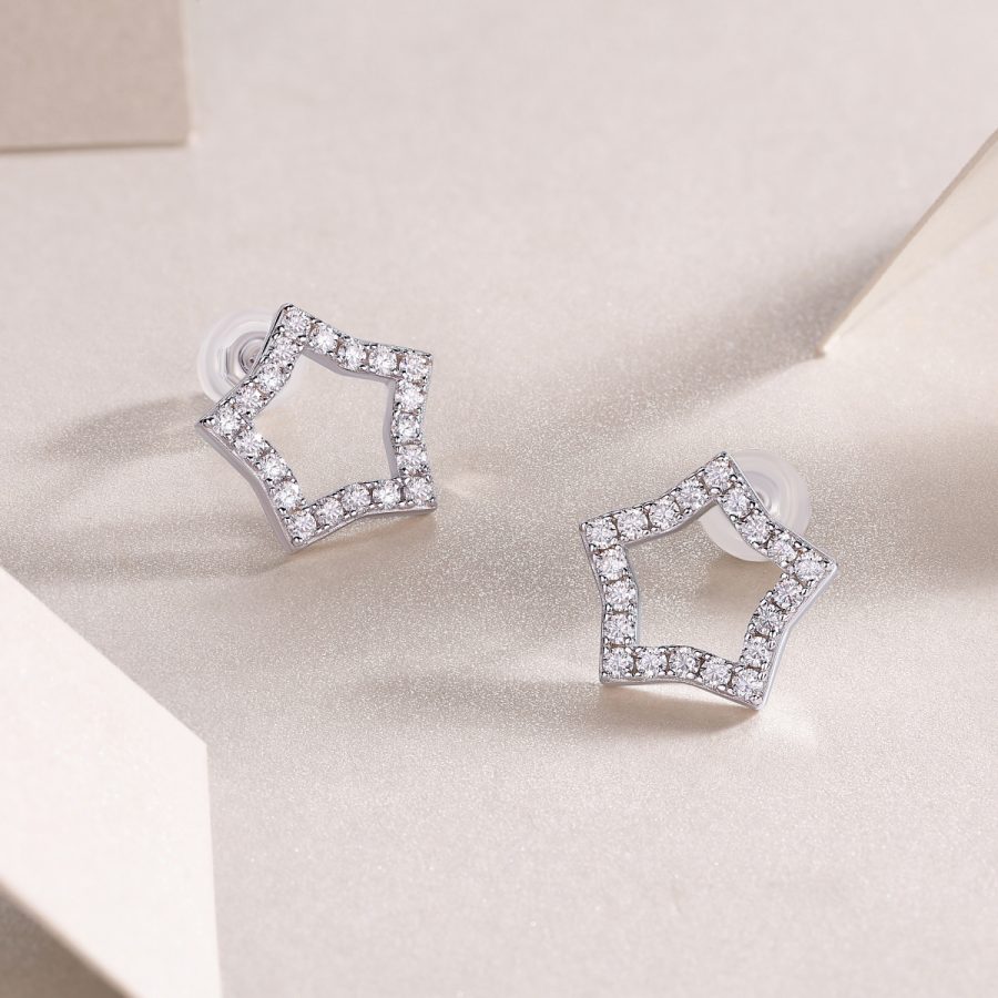 1Tonight New Star - S925 Moissanite Sterling Silver Earrings With Platinum-plated Stud Earrings, Fashionable, Trendy And Affordable Jewelry Prohibit Tk Sales