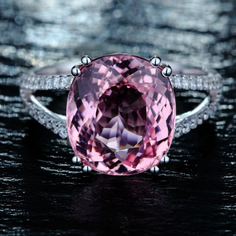 New European  American Fashion Engagement Ring,  Tourmaline Inlaid Jewelry
