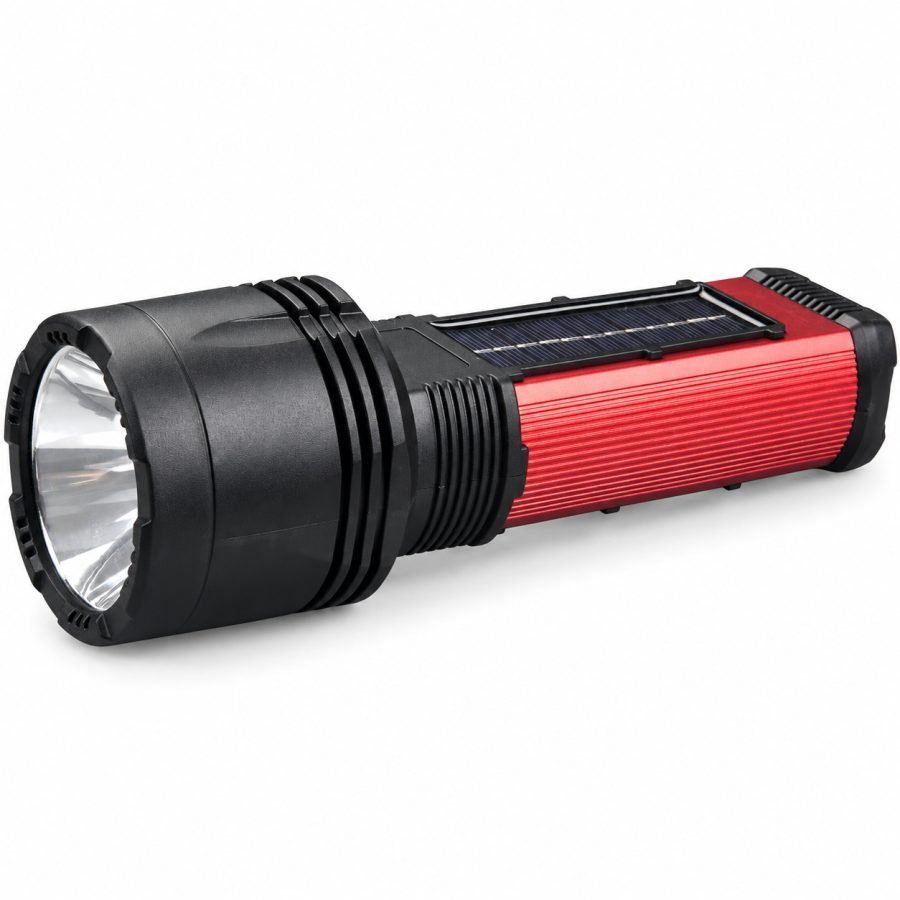 Solar Powered Rechargeable Battery Display Type C LED Flashlight W5121A Green 720LM Portable Torch Light