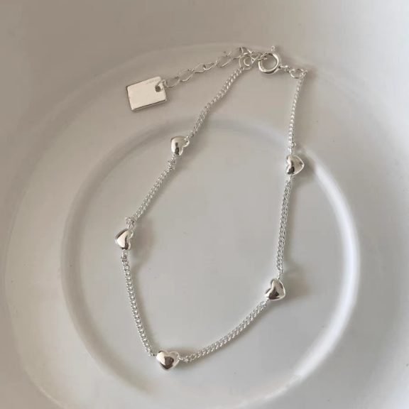 1pc 999 Sterling Silver Multi-Heart Chain Bracelet, Minimalist Delicate Style, Perfect For Daily Wear And Valentine's Gift