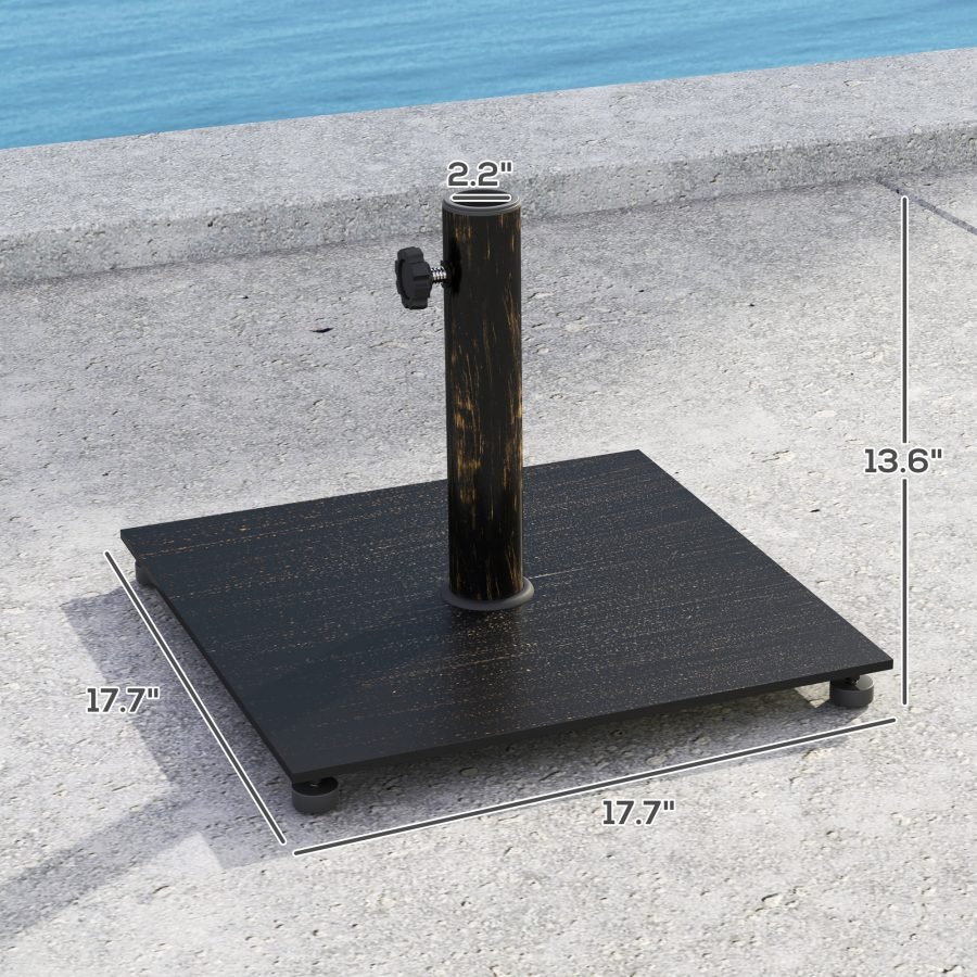Square Patio Umbrella Base, 29 Lbs Metal Umbrella Stand Base With Adjustable Foot Pads, Heavy Duty Patio Umbrella Holder For 1.51.9 Umbrella Poles For Outdoor, Lawn, Poolside, Bronze