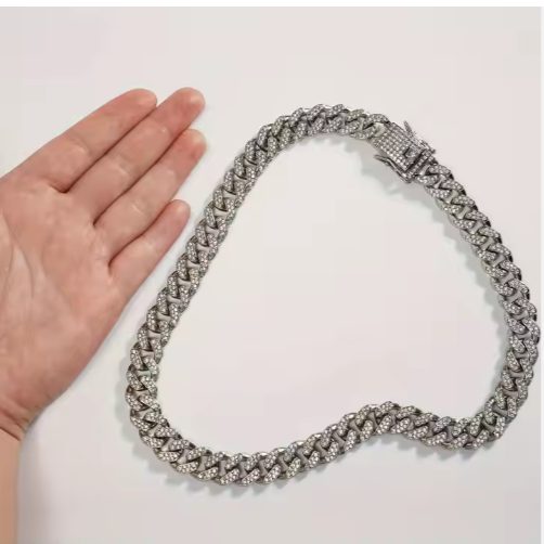 US LOCAL STOCK Hiphoppet Beautiful Hot Sale Luxury Alloy Dog Chain Sparkling Diamond Secure Metal Chain Choker For Dogs And Cats