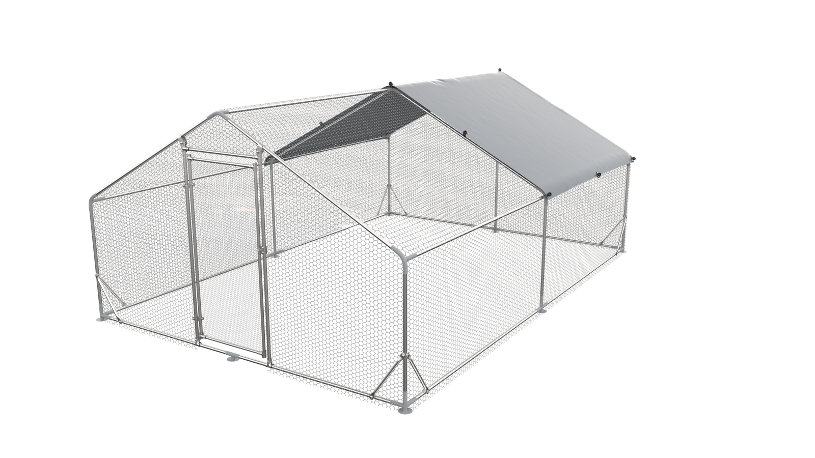 Large Metal Chicken Coop Walk-in Poultry Cage Hen Run House Rabbits Habitat Cage Spire Shaped Coop With Waterproof And Anti-Ultraviolet Cover 13.1L X 9.8 W X 6.4H