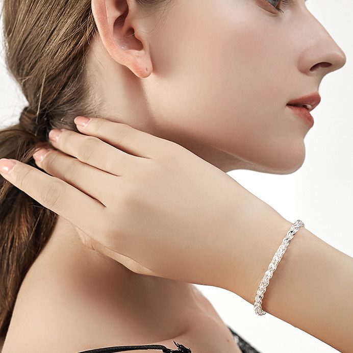 1pc 999 Sterling Silver Woven Phoenix Tail Chain Bracelet, Luxurious Style, Perfect For Daily Wear And Valentine's Gift