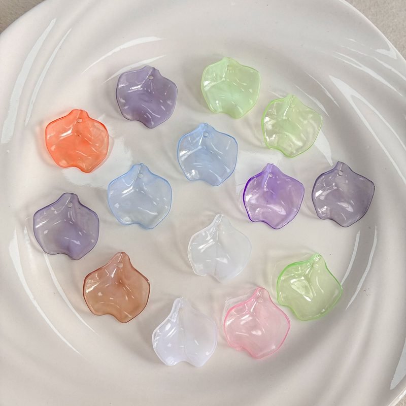 Dual-Color Acrylic Lotus Leaf Pendants, Translucent Petal Charms With Top Hole For DIY Jewelry Making, Hanfu Hairpins, Earrings & Necklace Drops.