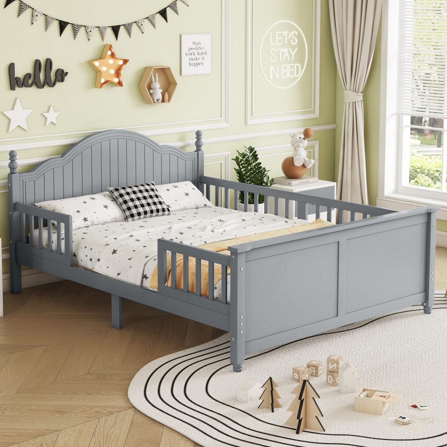 Full Size Bed For Kids, Wood Full Platform Bed With Headboard And Footboard, Gray Expect Arrival Date 2026 2 17