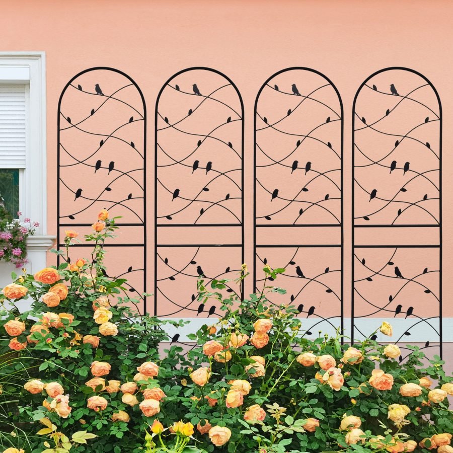 4 Pack Metal Garden Trellis 71  X 19.7  Rustproof Trellis For Climbing Plants Outdoor Flower Support Bird Deco Black