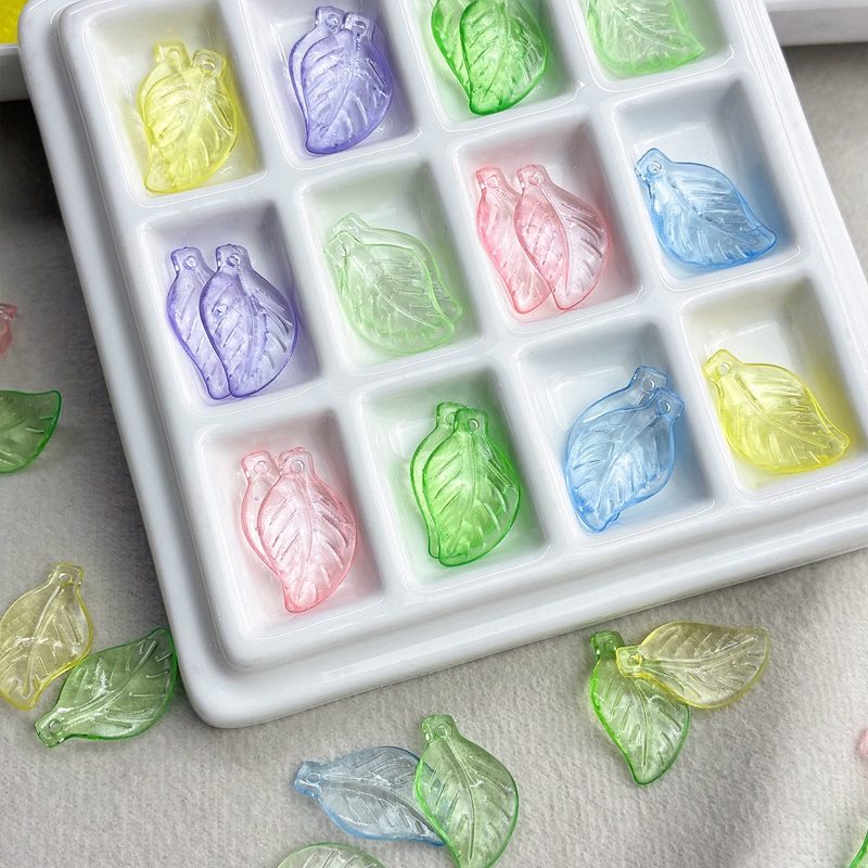 Translucent Curved Acrylic Leaf Pendants, Top-Hole Veined Charms For DIY Hanfu Dangle Earrings, Necklace Pendant Drops & Jewelry Making.