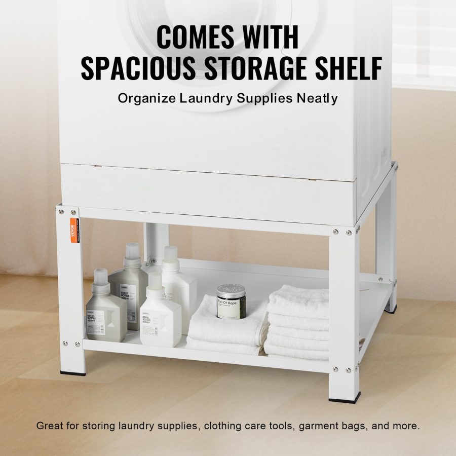Laundry Pedestal With Storage Shelf, Washer And Dryer Base Stand Platform Universal Fit 660lbs Capacity, Heavy Duty Steel Multi-Functional Base For Washing Machine