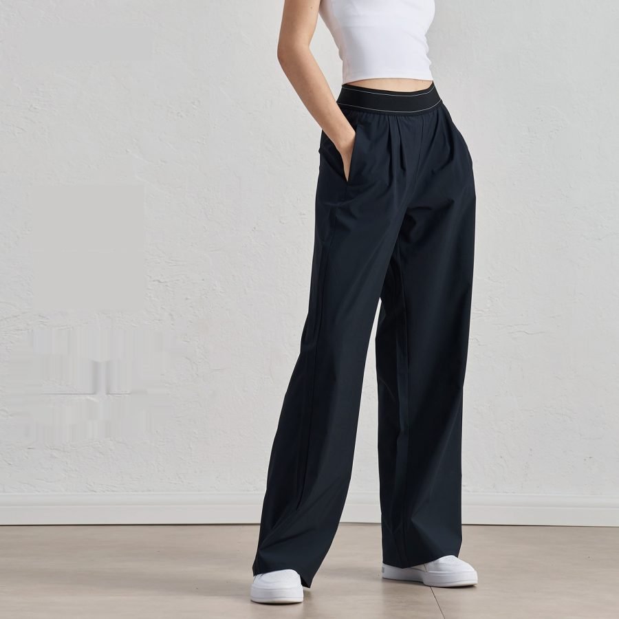 Casual Wide Leg Drooping Straight Pants Waistline Lifting Design
