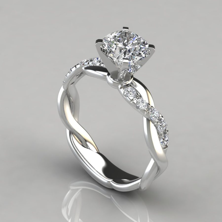 New 18K Rose Gold Plated Two-Tone Princess Cut Ring, Engagement Band